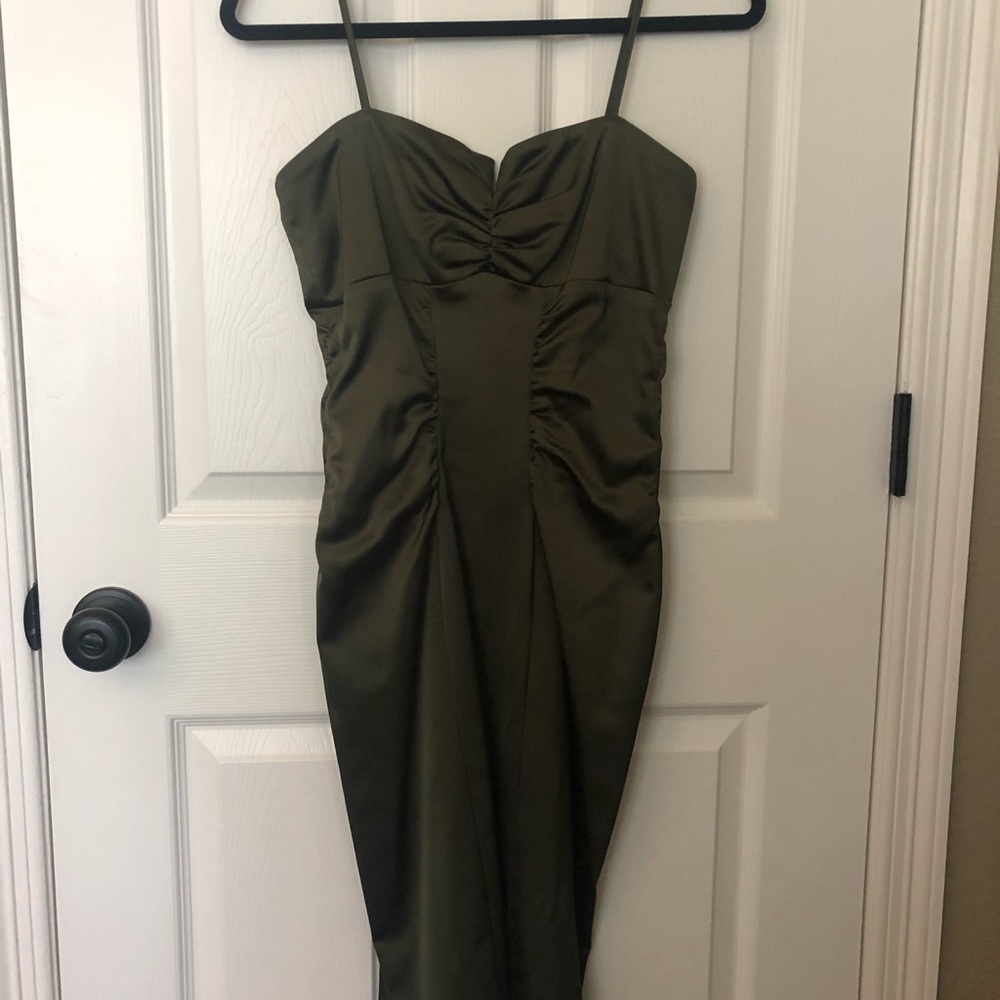 Dark Green Satin Dress